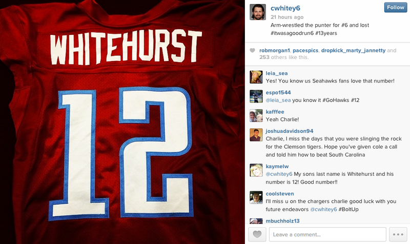 Illustration for article titled Charlie Whitehurst Arm-Wrestled A Punter For A Uniform Number, And Lost